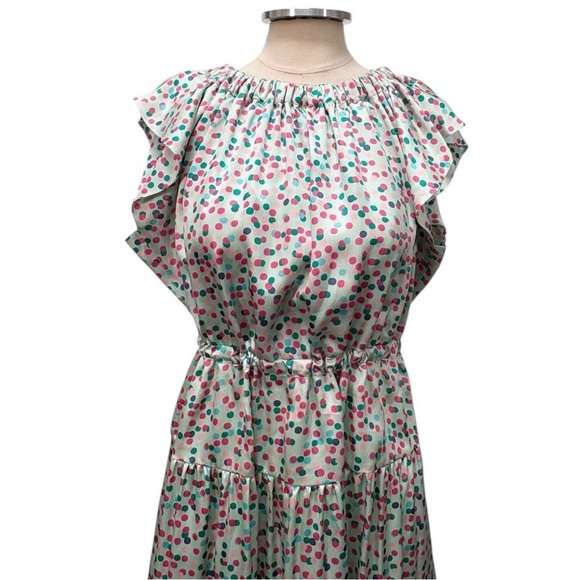 Dovima Silk Ruffle Sleeve Tie Waist Maxi Dress Size Medium - Picture 5 of 13